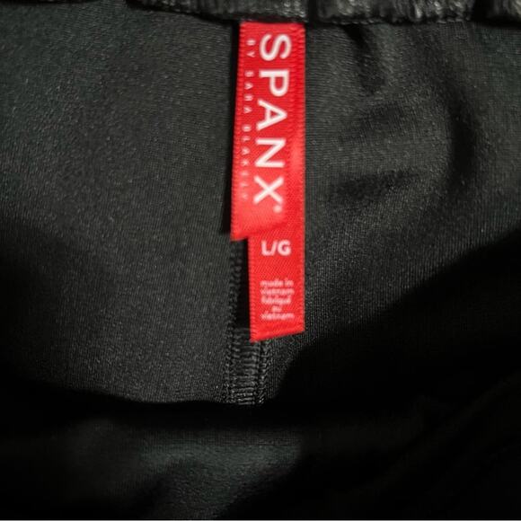 SPANX Black Faux Leather Jogger Pants Size Large - Picture 5 of 8